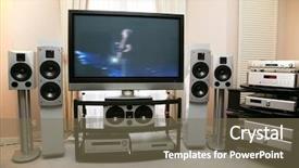  Presentation with theater - Theme featuring surround sound system - home theater 5 background and a violet colored foreground