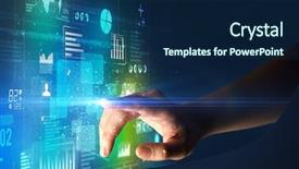  Presentation with light green flourish - Slide deck consisting of surrounded by blue and green background and a  colored foreground