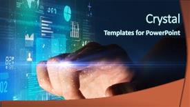  Presentation with light green flourish - Cool new presentation design with surrounded by blue and green backdrop and a navy blue colored foreground