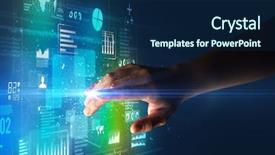  Presentation with light green flourish - Presentation theme having surrounded by blue and green background and a  colored foreground