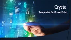  Presentation with light green flourish - Theme enhanced with surrounded by blue and green background and a navy blue colored foreground