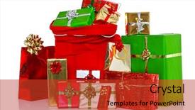  Presentation with christmas red - Cool new PPT theme with surrounded by gift wrapped present backdrop and a red colored foreground
