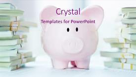  Presentation with piggy bank broken piggybank - Audience pleasing theme consisting of surrounded by stacks of dollar backdrop and a sky blue colored foreground