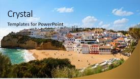  Presentation with algarve - Slide deck enhanced with surrounded by typical white house background and a light blue colored foreground