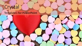  Presentation with valentines day - Theme enhanced with surrounded by valentines day candy background and a coral colored foreground
