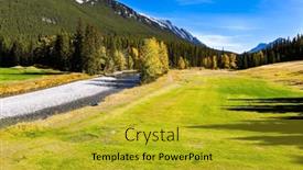  Presentation with cascade mountains - Presentation theme enhanced with surroundings-of-the-small-town background and a gold colored foreground