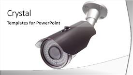  Presentation with cctv camera - Amazing presentation design having surveillance camera - monitoring system backdrop and a white colored foreground