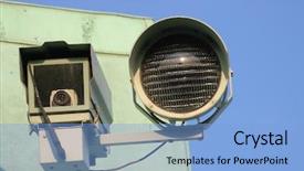  Presentation with surveillance - Slide set consisting of surveillance camera and infra red background and a light blue colored foreground