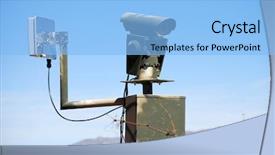  Presentation with surveillance - Audience pleasing presentation consisting of surveillance camera at the border backdrop and a light blue colored foreground