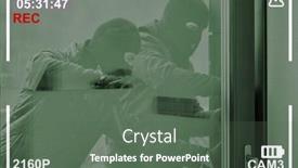  Presentation with surveillance - Colorful slide set enhanced with surveillance-camera-records-intruders-breaking backdrop and a dark gray colored foreground