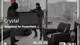  Presentation with living room - Presentation design enhanced with surveillance-camera-records-two-intruders background and a dark gray colored foreground