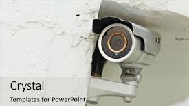 Presentation with cctv camera - Presentation theme having surveillance camera background and a light gray colored foreground