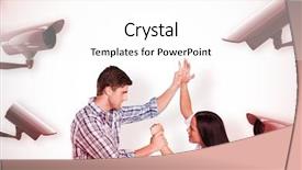  Presentation with cctv camera - Cool new PPT theme with surveillance cameras - aggressive man overpowering his girlfriend backdrop and a  colored foreground