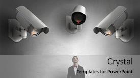  Presentation with camera - PPT layouts enhanced with surveillance cameras - camera keep an eye background and a light gray colored foreground