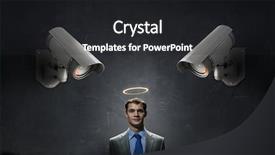  Presentation with camera - Slide deck having surveillance cameras - camera keep an eye background and a dark gray colored foreground