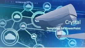  Presentation with genes - PPT layouts having surveillance cameras - cctv camera against genes diagram background and a ocean colored foreground