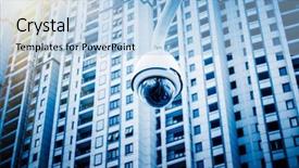  Presentation with camera security - Slides with surveillance cameras - low angle shot on security background and a light blue colored foreground