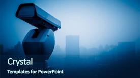  Presentation with camera security - Presentation design with surveillance cameras - low angle shot on security background and a ocean colored foreground