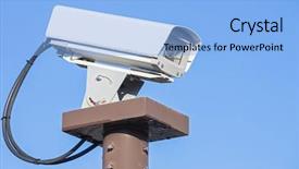  Presentation with camera security - Slide set with surveillance cameras - security camera cctv with blue background and a light blue colored foreground