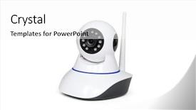  Presentation with camera security - Cool new slide deck with surveillance cameras - security camera isolated on white backdrop and a white colored foreground