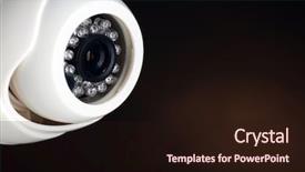  Presentation with cctv camera - Colorful PPT theme enhanced with surveillance cameras - security cctv camera on dark backdrop and a  colored foreground