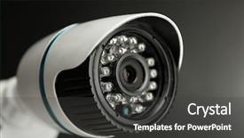  Presentation with cctv camera - PPT layouts featuring surveillance cameras - security cctv camera on grey background and a dark gray colored foreground