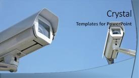  Presentation with cameras - PPT theme featuring surveillance cameras background and a light blue colored foreground