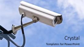  Presentation with cctv camera - Theme featuring surveillance security camera or cctv background and a light blue colored foreground