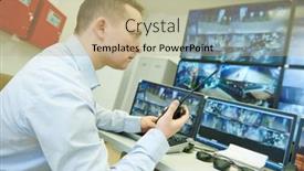  Presentation with video surveillance - Slides with surveillance-security-system-video-monitoring background and a coral colored foreground