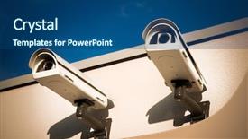  Presentation with cameras - Audience pleasing slide set consisting of surveillance system - security video cameras backdrop and a  colored foreground