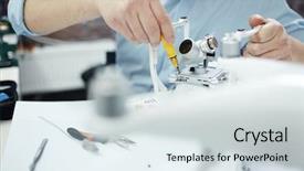  Presentation with drone technology - PPT theme featuring surveillance system using quadcopter drone background and a sky blue colored foreground