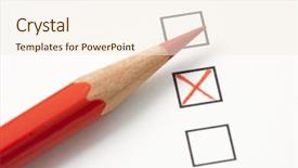  Presentation with survey - PPT theme having survey boxes with red pencil background and a cream colored foreground