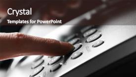  Presentation with telephone - Colorful presentation theme enhanced with survey phone - finger pressing number button backdrop and a wine colored foreground