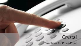  Presentation with page number - Slide deck enhanced with survey phone - finger pressing number button background and a light gray colored foreground