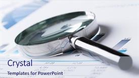  Presentation with data analytics - Audience pleasing slide set consisting of survey research - magnifing glass and documents backdrop and a sky blue colored foreground