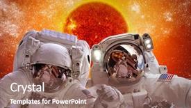  Presentation with sun star - Cool new presentation design with survey satellite - spacecraft and astronauts in space backdrop and a violet colored foreground