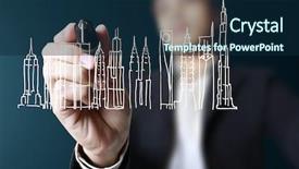  Presentation with whiteboard - PPT theme with building service design - hand drawing in a whiteboard background and a navy blue colored foreground