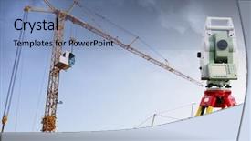  Presentation with surveying - Slides with surveying measuring instrument inside building background and a seafoam green colored foreground