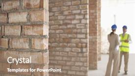  Presentation with architect - Presentation theme having surveyor - blurred architect and construction manager background and a coral colored foreground