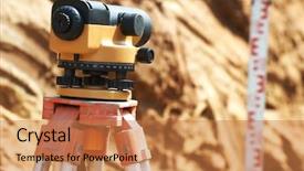  Presentation with engineering survey - Presentation theme with surveyor equipment kit - level background and a coral colored foreground