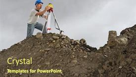 Presentation with surveyor - Audience pleasing slide set consisting of surveyor-using-theodolite-on-site backdrop and a tawny brown colored foreground