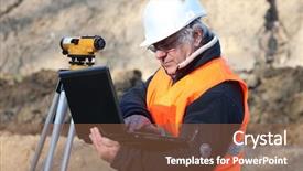  Presentation with surveyor - PPT layouts consisting of luxury 3d diamonds render jewelry gemstone ruby background and a dark gray colored foreground