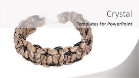  Presentation with survival - PPT theme featuring survival-bracelet-made-from-camouflage background and a white colored foreground