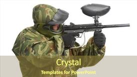  Presentation with professional tennis player athlete man - PPT theme with survival game - paintball player man in protective background and a tawny brown colored foreground