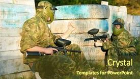  Presentation with sport - Amazing presentation theme having survival game - two paintball sport players backdrop and a tawny brown colored foreground