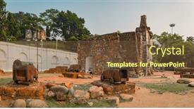  Presentation with malacca - PPT layouts having surviving-gate background and a tawny brown colored foreground