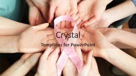  Presentation with pink ribbon hands - Presentation theme consisting of survivor - group of female hands background and a coral colored foreground