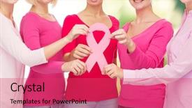  Presentation with pink ribbon breast awareness - Presentation theme consisting of survivor - healthcare people and medicine concept background and a red colored foreground