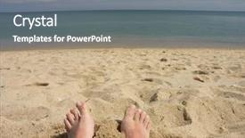  Presentation with survivor island - Amazing presentation design having survivor island - man's bare feet protruding backdrop and a gray colored foreground