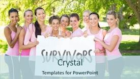  Presentation with breast cancer awareness - Audience pleasing PPT theme consisting of survivors in pink against smiling backdrop and a sky blue colored foreground